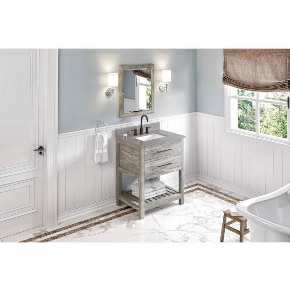 30'' Weathered Grey Wavecrest Vanity, Steel Grey Cultured Marble Vanity Top, Undermount