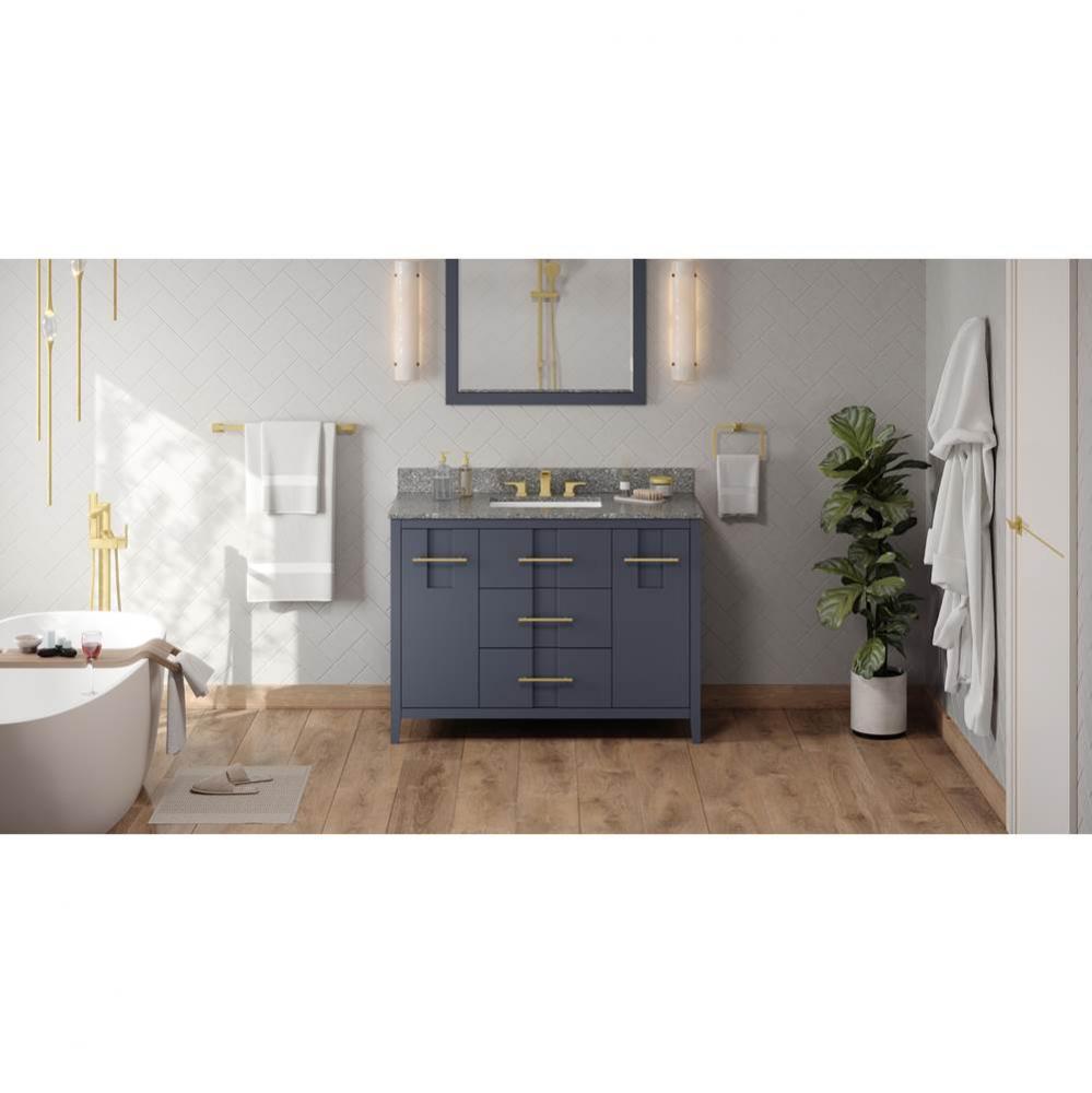 48'' Blue Steel Katara Vanity, Boulder Cultured Marble Vanity Top, Undermount Rectangle