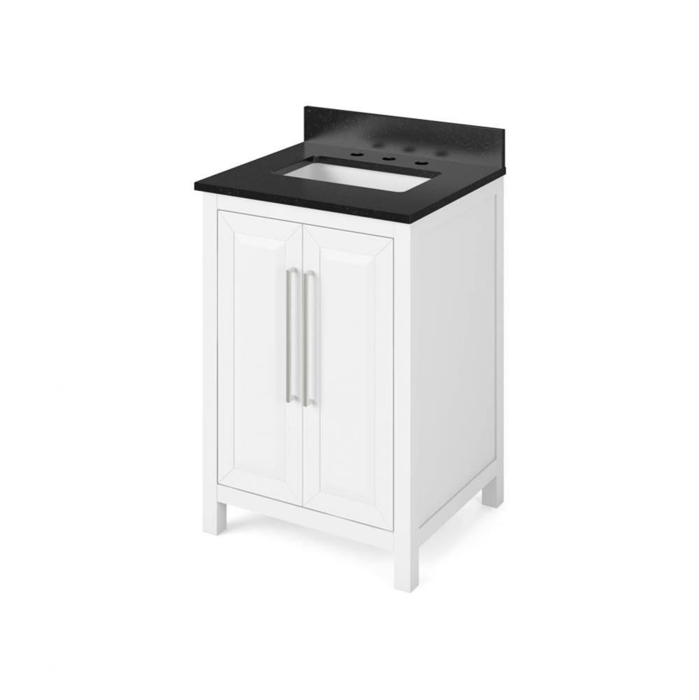 24'' White Cade Vanity, Black Granite Vanity Top, undermount rectangle bowl