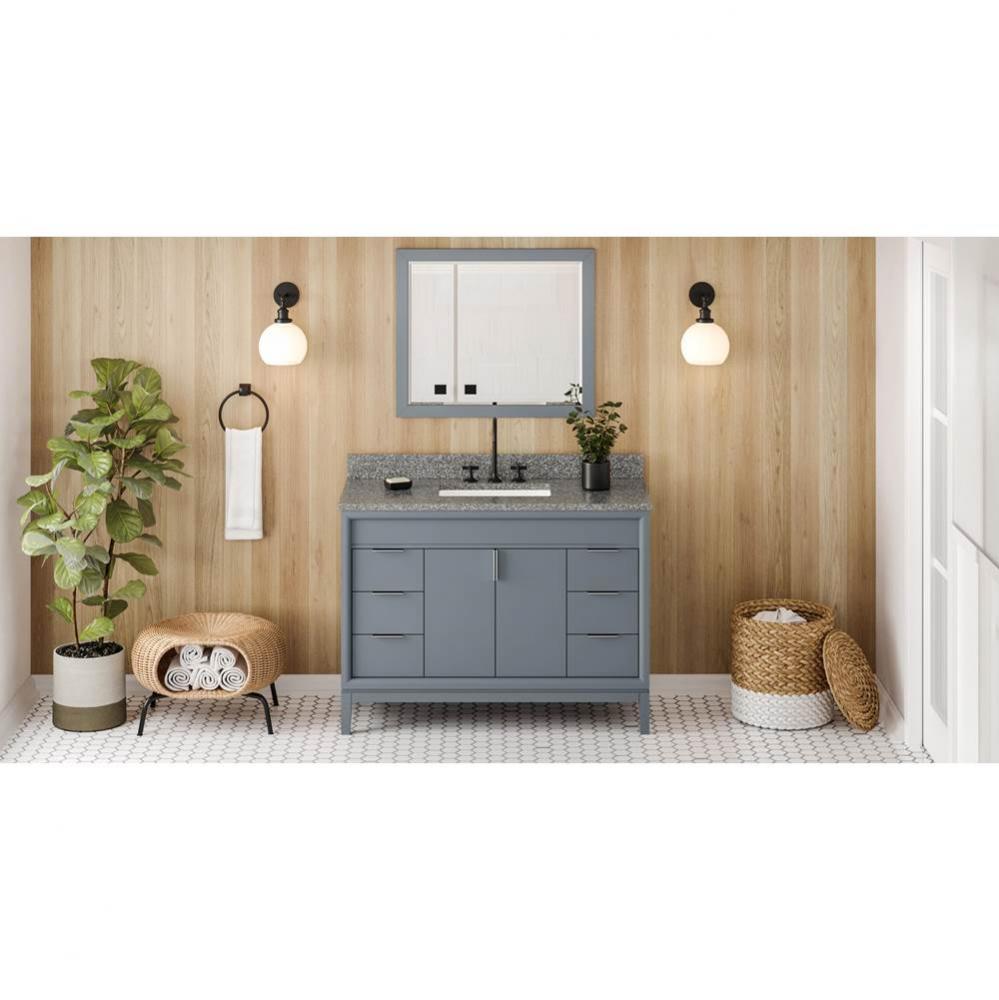 48'' Blue Steel Theodora Vanity, Boulder Cultured Marble Vanity Top, Undermount Rectangl