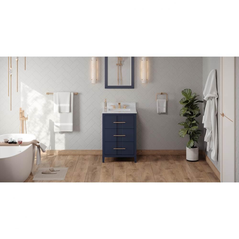 24'' Hale Blue Katara Vanity, White Carrara Marble Vanity Top, Undermount Rectangle Bowl