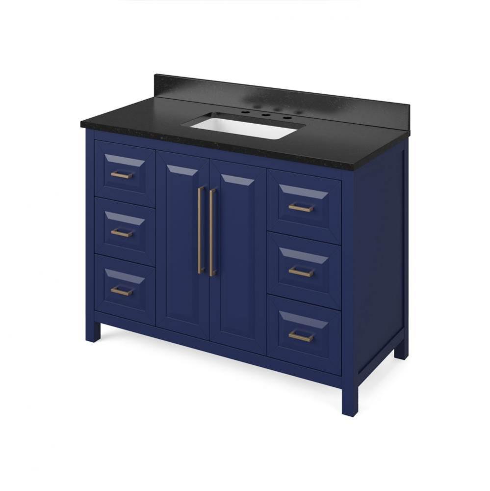 48'' Hale Blue Cade Vanity, Black Granite Vanity Top, undermount rectangle bowl