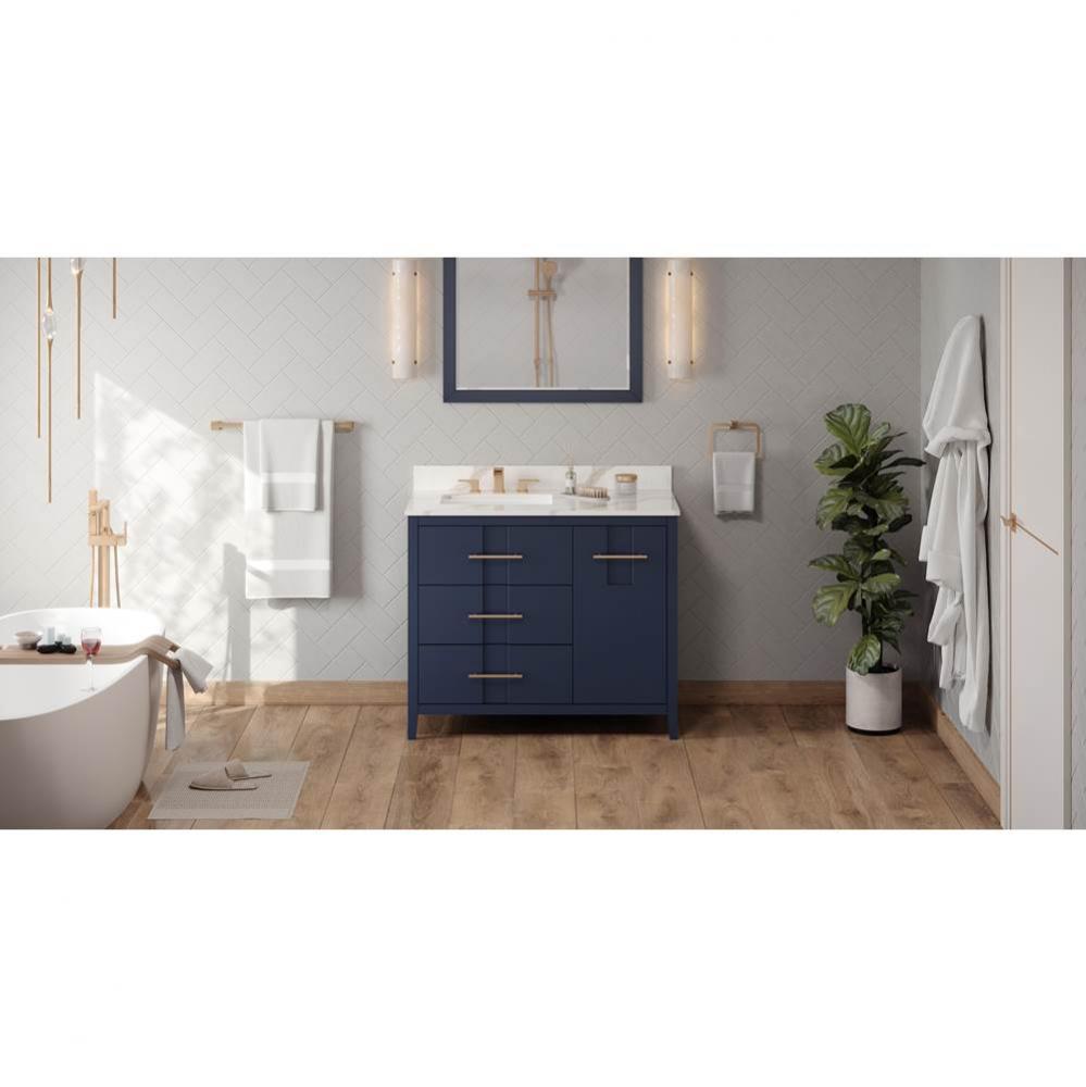 42'' Hale Blue Katara Vanity, Left Offset, Calacatta Vienna Quartz Vanity Top, Undermoun