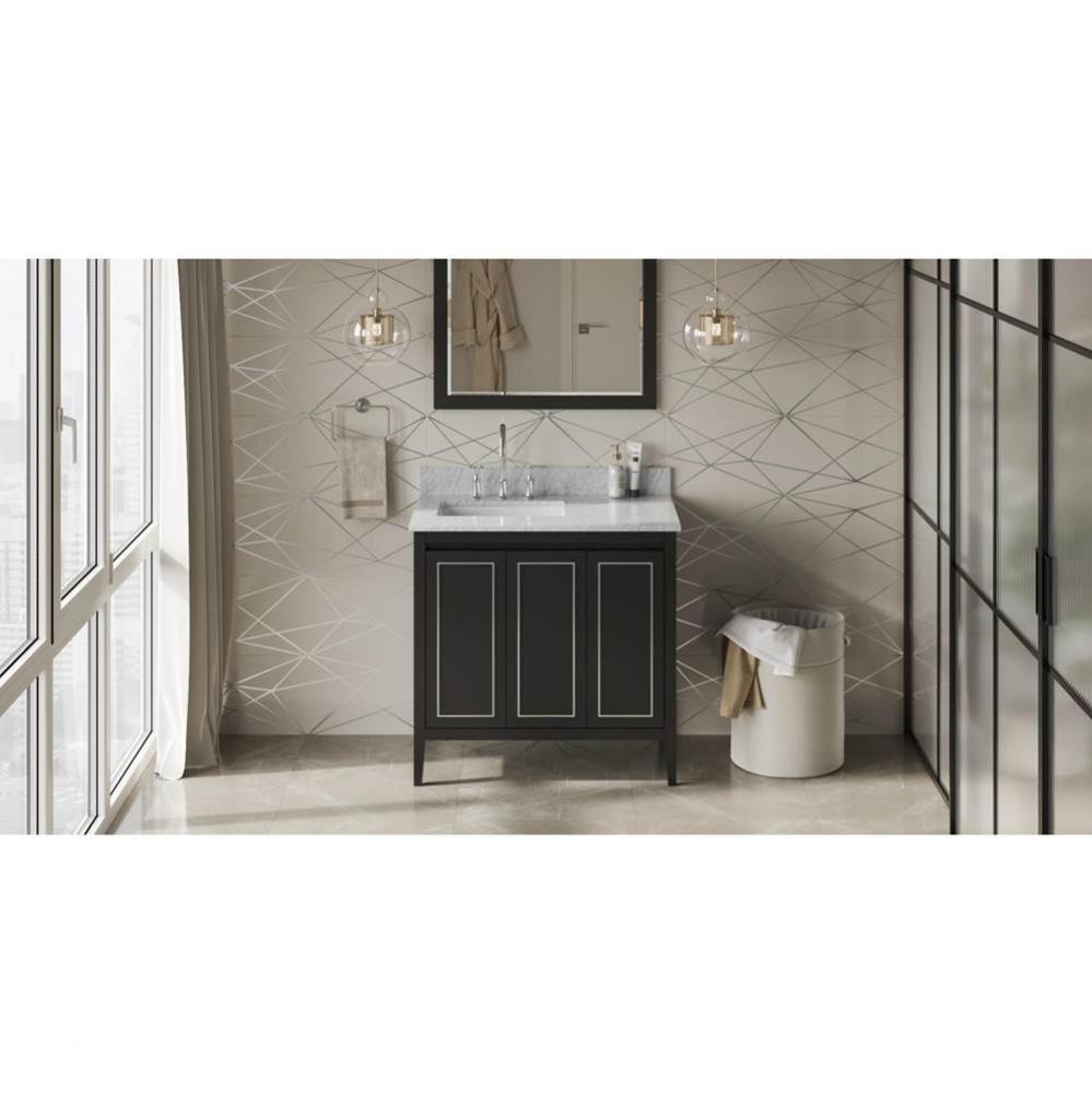36'' Black Percival Vanity, left offset