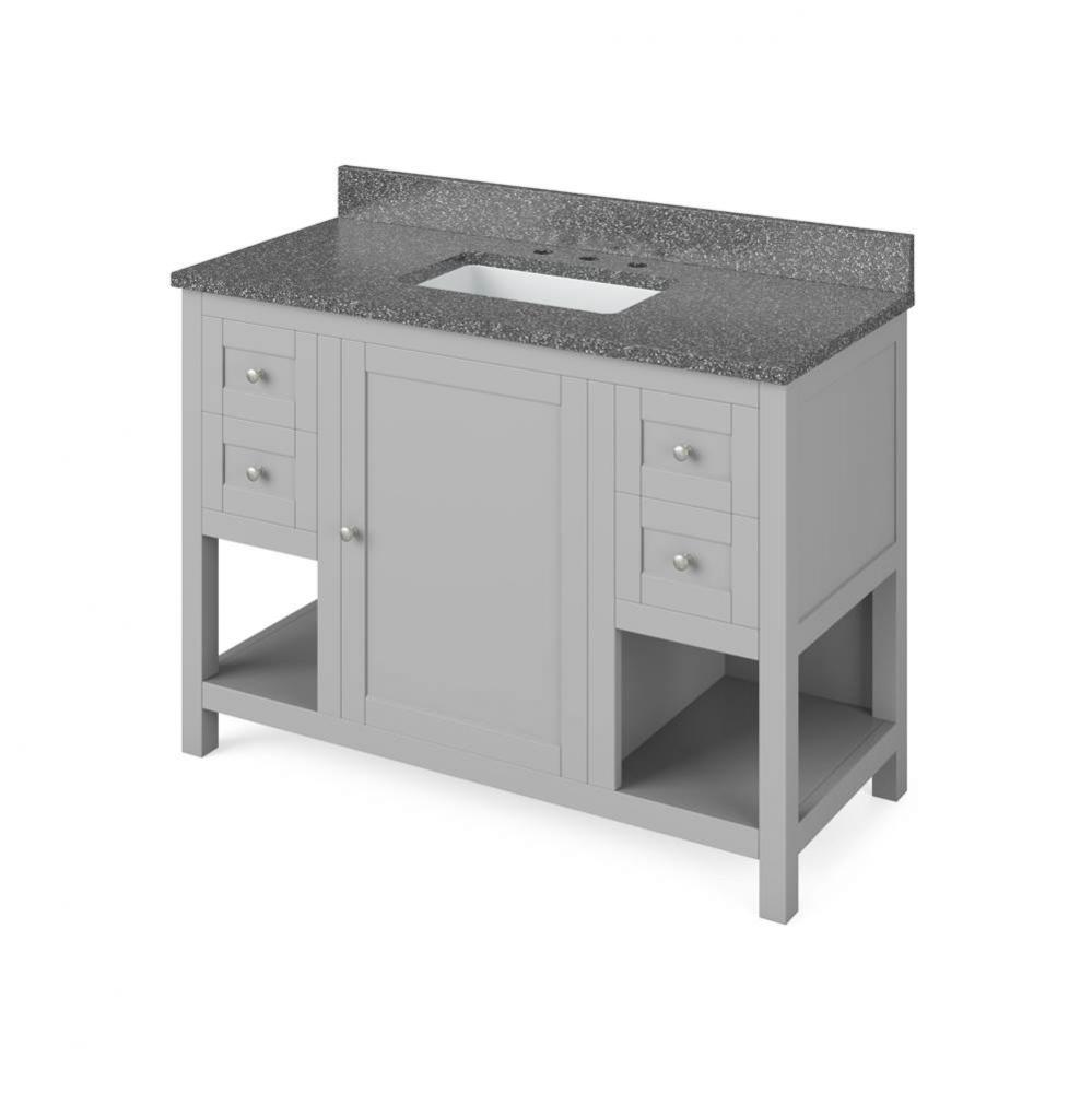 48'' Grey Astoria Vanity, Boulder Cultured Marble Vanity Top, undermount rectangle bowl