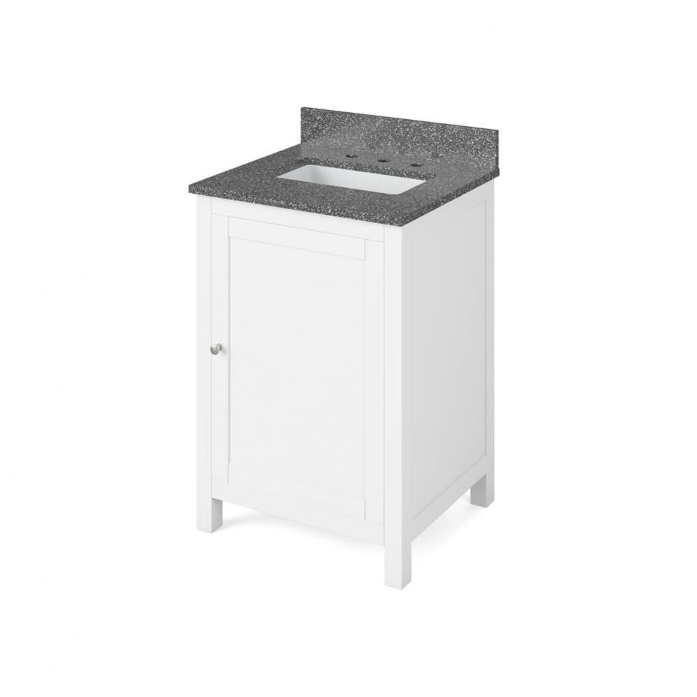 24'' White Astoria Vanity, Boulder Cultured Marble Vanity Top, undermount rectangle bowl