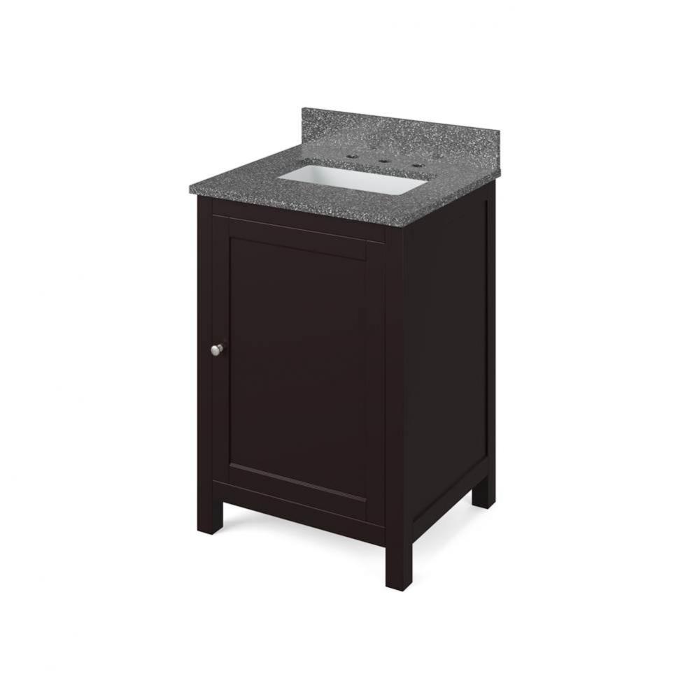 24'' Espresso Astoria Vanity, Boulder Cultured Marble Vanity Top, undermount rectangle b