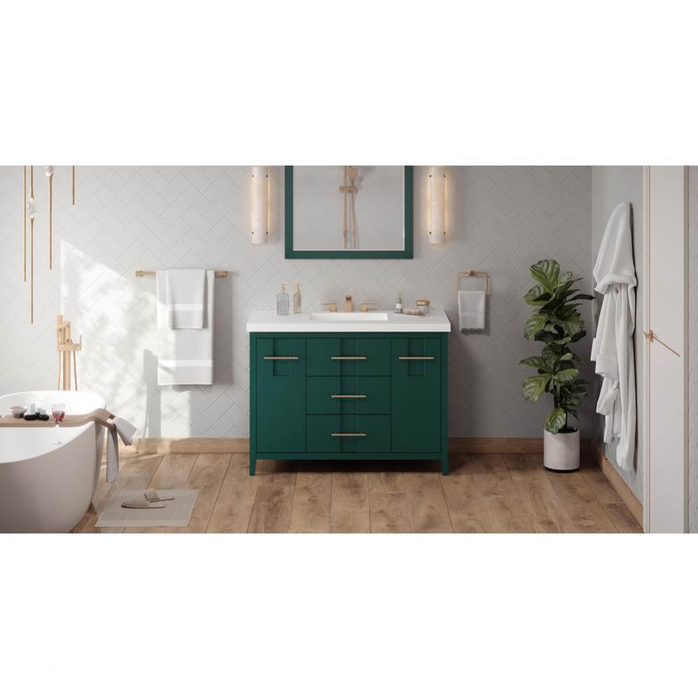 48'' Forest Green Katara Vanity, Lavante Cultured Marble Vessel Vanity Top, Integrated R