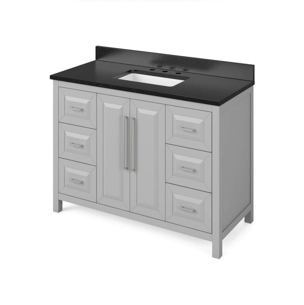 48'' Grey Cade Vanity, Black Granite Vanity Top, undermount rectangle bowl