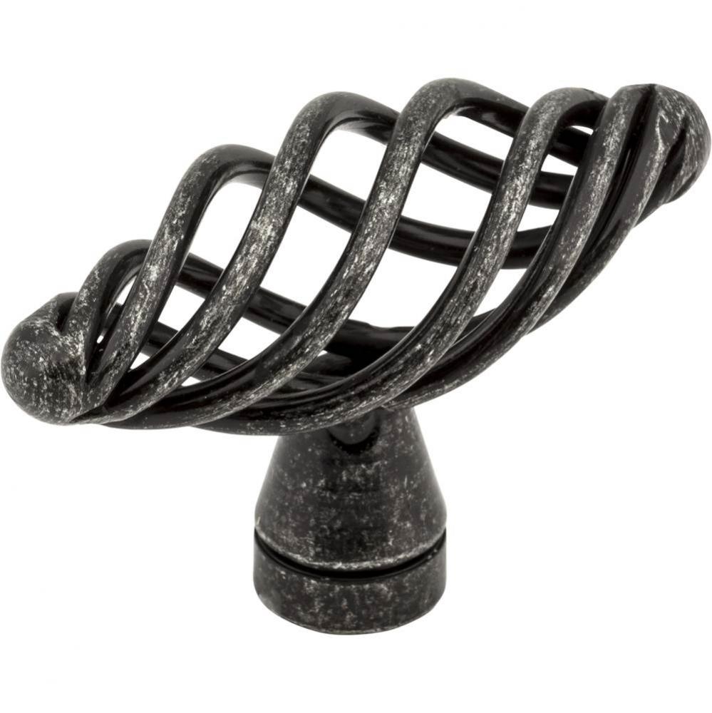 2'' Overall Length Distressed Antique Silver Twisted Zurich Cabinet ''T'&
