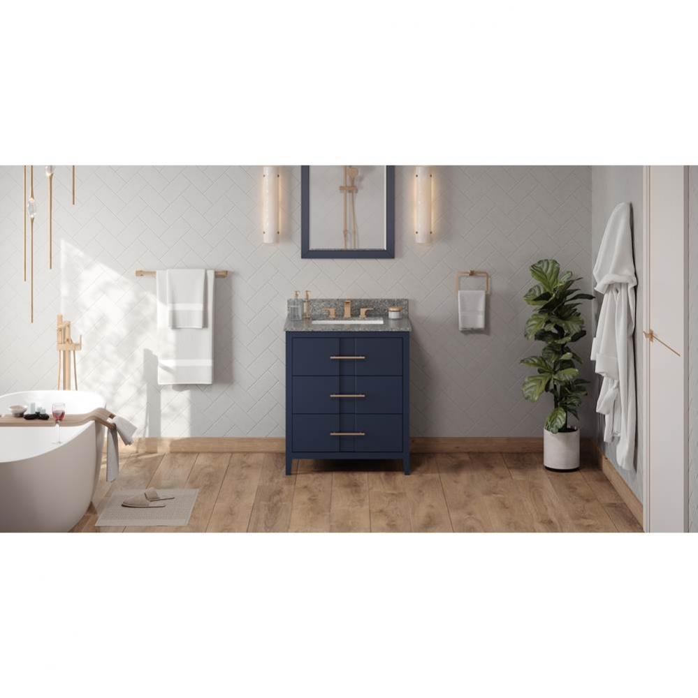 30'' Hale Blue Katara Vanity, Boulder Cultured Marble Vanity Top, Undermount Rectangle B