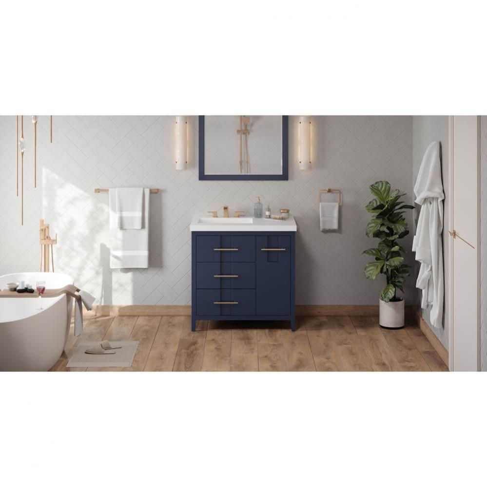 36'' Hale Blue Katara Vanity, Left Offset, Lavante Cultured Marble Vessel Vanity Top , I