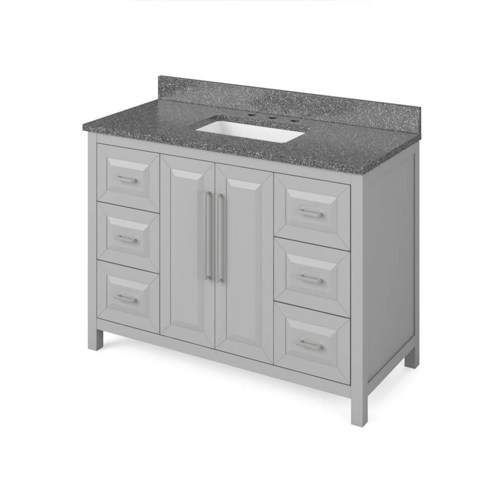 48'' Grey Cade Vanity, Boulder Cultured Marble Vanity Top, undermount rectangle bowl