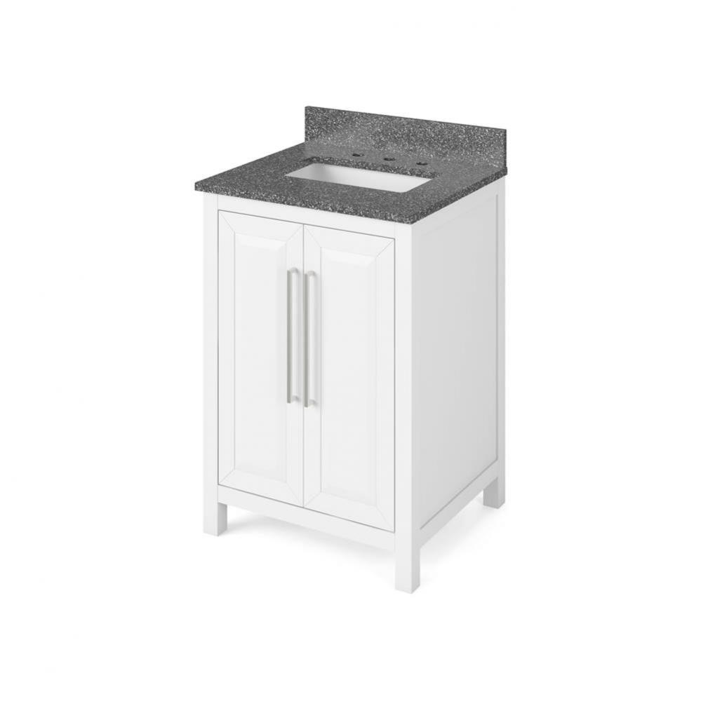 24'' White Cade Vanity, Boulder Cultured Marble Vanity Top, undermount rectangle bowl
