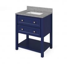 Jeffrey Alexander VKITADL30BLBOR - 30'' Hale Blue Adler Vanity, Boulder Cultured Marble Vanity Top, undermount rectangle bo