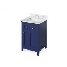 Jeffrey Alexander VKITCHA24BLCQR - 24'' Hale Blue Chatham Vanity, Calacatta Vienna Quartz Vanity Top, undermount rectangle