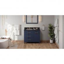 Jeffrey Alexander VKITKAT42BLBGR - 42'' Hale Blue Katara Vanity, Left Offset, Black Granite Vanity Top, Undermount Rectangl