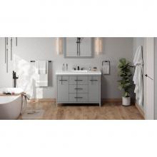 Jeffrey Alexander VKITKAT48GRLAR - 48'' Grey Katara Vanity, Lavante Cultured Marble Vessel Vanity Top, Integrated Rectangle