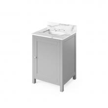 Jeffrey Alexander VKITAST24GRCQR - 24'' Grey Astoria Vanity, Calacatta Vienna Quartz Vanity Top, undermount rectangle bowl