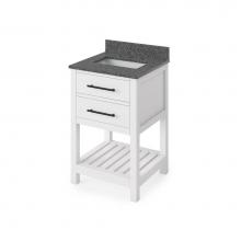 Jeffrey Alexander VKITWAV24WHBOR - 24'' White Wavecrest Vanity, Boulder Cultured Marble Vanity Top, undermount rectangle bo
