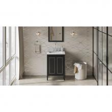 Jeffrey Alexander VKITPER24BKWCR - 24'' Black Percival Vanity, White Carrara Marble Vanity Top, Undermount Rectangle Bowl