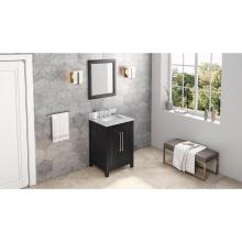 Jeffrey Alexander VKITCAD24BKWCR - 24'' Black Cade Vanity, White Carrara Marble Vanity Top, undermount rectangle bowl