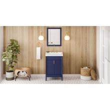 Jeffrey Alexander VKITTHE24BLLAR - 24'' Hale Blue Theodora Vanity, Lavante Cultured Marble Vessel Vanity Top, Integrated Re