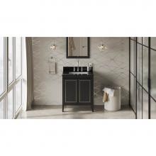 Jeffrey Alexander VKITPER30BKBGR - 30'' Black Percival Vanity, Black Granite Vanity Top, Undermount Rectangle Bowl