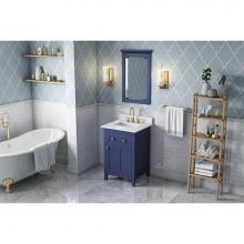 Jeffrey Alexander VKITCHA24BLWCR - 24'' Hale Blue Chatham Vanity, White Carrara Marble Vanity Top, undermount rectangle bow