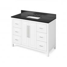 Jeffrey Alexander VKITCAD48WHBGR - 48'' White Cade Vanity, Black Granite Vanity Top, undermount rectangle bowl