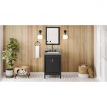 Jeffrey Alexander VKITTHE24BKSGR - 24'' Black Theodora Vanity, Steel Grey Cultured Marble Vanity Top, Undermount Rectangle