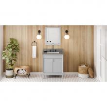 Jeffrey Alexander VKITTHE30GRBOR - 30'' Grey Theodora Vanity, Boulder Cultured Marble Vanity Top, Undermount Rectangle Bowl