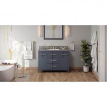 Jeffrey Alexander VKITKAT48BSBOR - 48'' Blue Steel Katara Vanity, Boulder Cultured Marble Vanity Top, Undermount Rectangle
