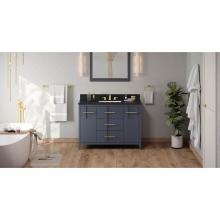 Jeffrey Alexander VKITKAT48BSBGR - 48'' Blue Steel Katara Vanity, Black Granite Vanity Top, Undermount Rectangle Bowl