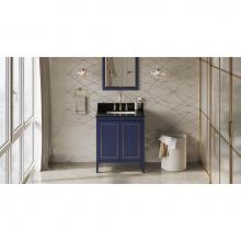 Jeffrey Alexander VKITPER30BLBGR - 30'' Hale Blue Percival Vanity, Black Granite Vanity Top, Undermount Rectangle Bowl