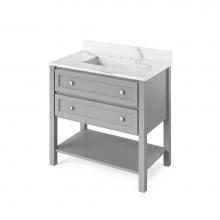 Jeffrey Alexander VKITADL36GRCQR - 36'' Grey Adler Vanity, Calacatta Vienna Quartz Vanity Top, undermount rectangle bowl