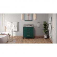 Jeffrey Alexander VKITKAT30GNBOR - 30'' Forest Green Katara Vanity, Boulder Cultured Marble Vanity Top, Undermount Rectangl