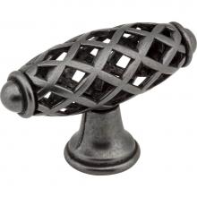 Jeffrey Alexander 749DACM - 2-5/16'' Overall Length Gun Metal Birdcage Tuscany Cabinet ''T'' Kno