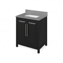 Jeffrey Alexander VKITCAD30BKSGR - 30'' Black Cade Vanity, Steel Grey Cultured Marble Vanity Top, undermount rectangle bowl