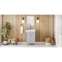 Jeffrey Alexander VKITTHE24GRLAR - 24'' Grey Theodora Vanity, Lavante Cultured Marble Vessel Vanity Top, Integrated Rectang