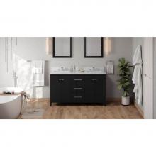 Jeffrey Alexander VN2KAT-60-BK-NT - 60'' Black Katara Vanity, double bowl
