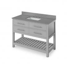 Jeffrey Alexander VKITWAV48GRSGR - 48'' Grey Wavecrest Vanity, Steel Grey Cultured Marble Vanity Top, undermount rectangle