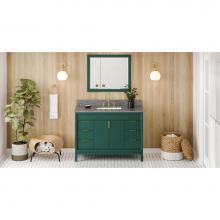 Jeffrey Alexander VKITTHE48GNBOR - 48'' Forest Green Theodora Vanity, Boulder Cultured Marble Vanity Top, Undermount Rectan