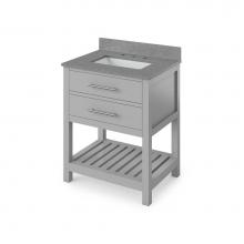 Jeffrey Alexander VKITWAV30GRSGR - 30'' Grey Wavecrest Vanity, Steel Grey Cultured Marble Vanity Top, undermount rectangle