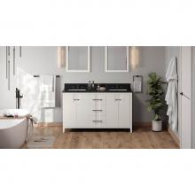 Jeffrey Alexander VKITKAT60WHBGR - 60'' White Katara Vanity, Double Bowl, Black Granite Vanity Top, Two Undermount Rectangl