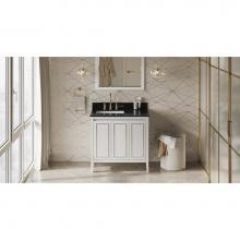 Jeffrey Alexander VKITPER36WHBGR - 36'' White Percival Vanity, Left Offset, Black Granite Vanity Top, Undermount Rectangle