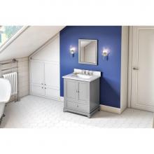 Jeffrey Alexander VKITADD30GRWCR - 30'' Grey Addington Vanity, White Carrara Marble Vanity Top, undermount rectangle bowl