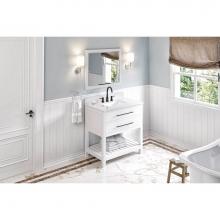 Jeffrey Alexander VKITWAV36WHWCR - 36'' White Wavecrest Vanity, White Carrara Marble Vanity Top, undermount rectangle bowl