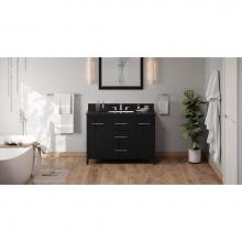 Jeffrey Alexander VKITKAT48BKBGR - 48'' Black Katara Vanity, Black Granite Vanity Top, Undermount Rectangle Bowl