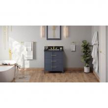 Jeffrey Alexander VKITKAT30BSBGR - 30'' Blue Steel Katara Vanity, Black Granite Vanity Top, Undermount Rectangle Bowl